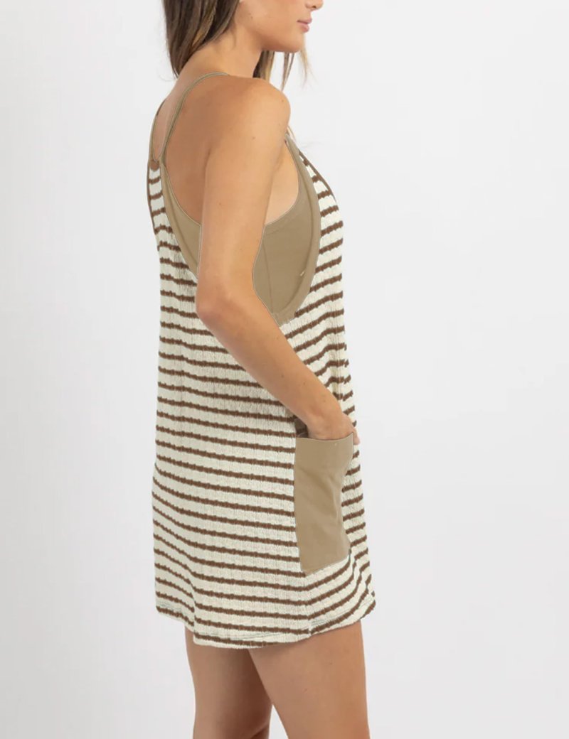 TIQOJE Women’s Striped Athletic Dress with Pockets – Casual Summer Tennis Dress 2025(stripedkhaki-XL)