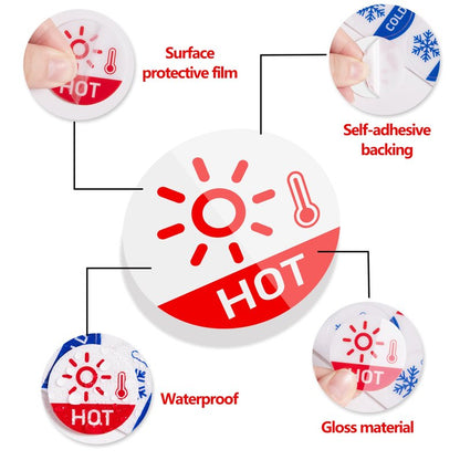 6PCS Hot and Cold Sign, Self-adhesive Waterproof and Durable Cold and Hot Stickers, Warning Label Signs for House, Kindergarten, Business, Bathroom, Office, Faucets Sinks