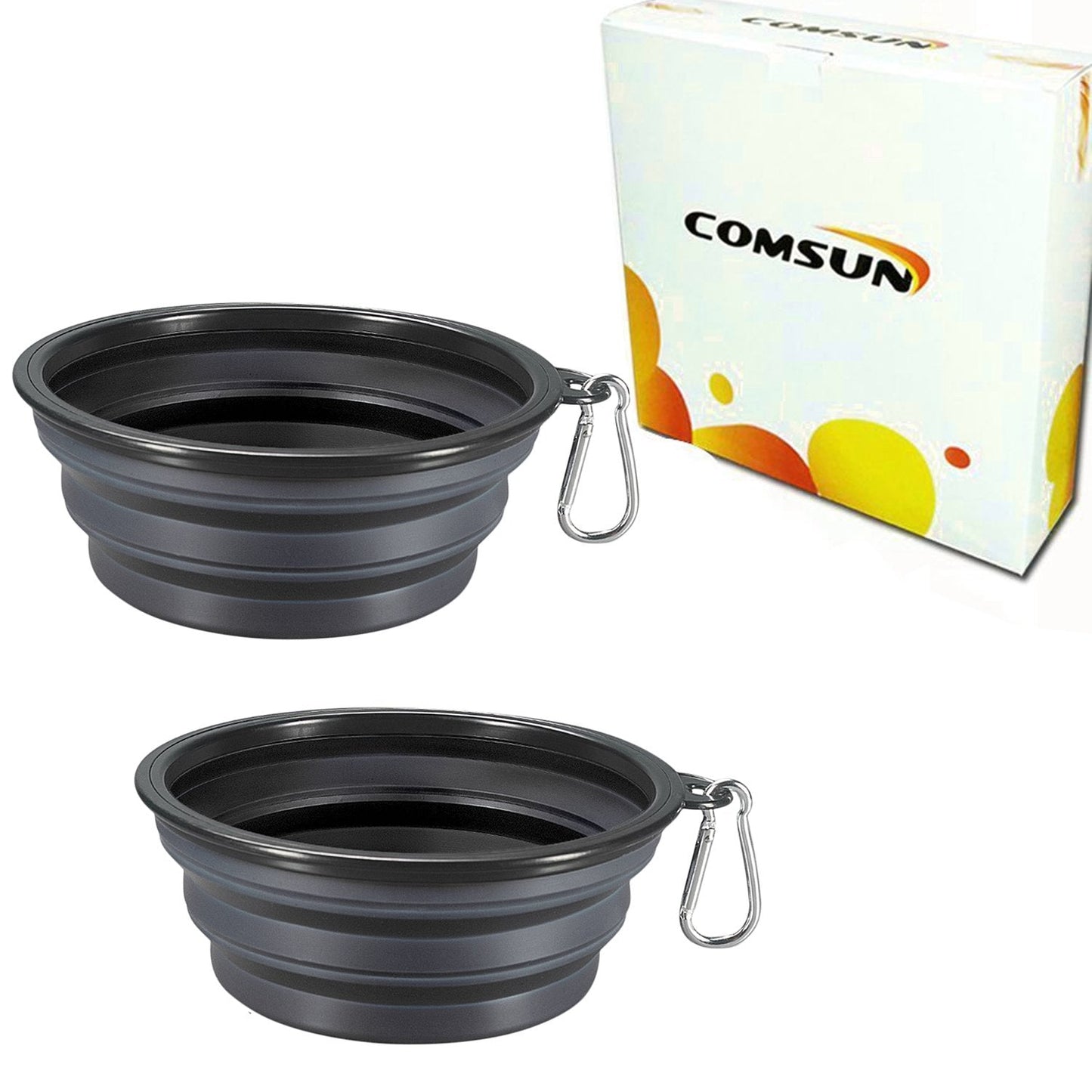 Comsun 2-Pack Extra Large Size Collapsible Dog Bowl, Foldable Expandable Cup Dish for Pet Cat Food Water Feeding Portable Travel Bowl Blue and Green