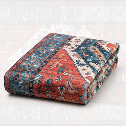 SERISSA Area Rug 3x5 Boho Rugs for Bedroom, Washable Non-Slip Kitchen Rugs, Ultra Soft Print Distressed Tribal Rust Rug Low-Pile Throw Rug Carpet for Entry Bedroom Nursery Living Room Dorm Decor