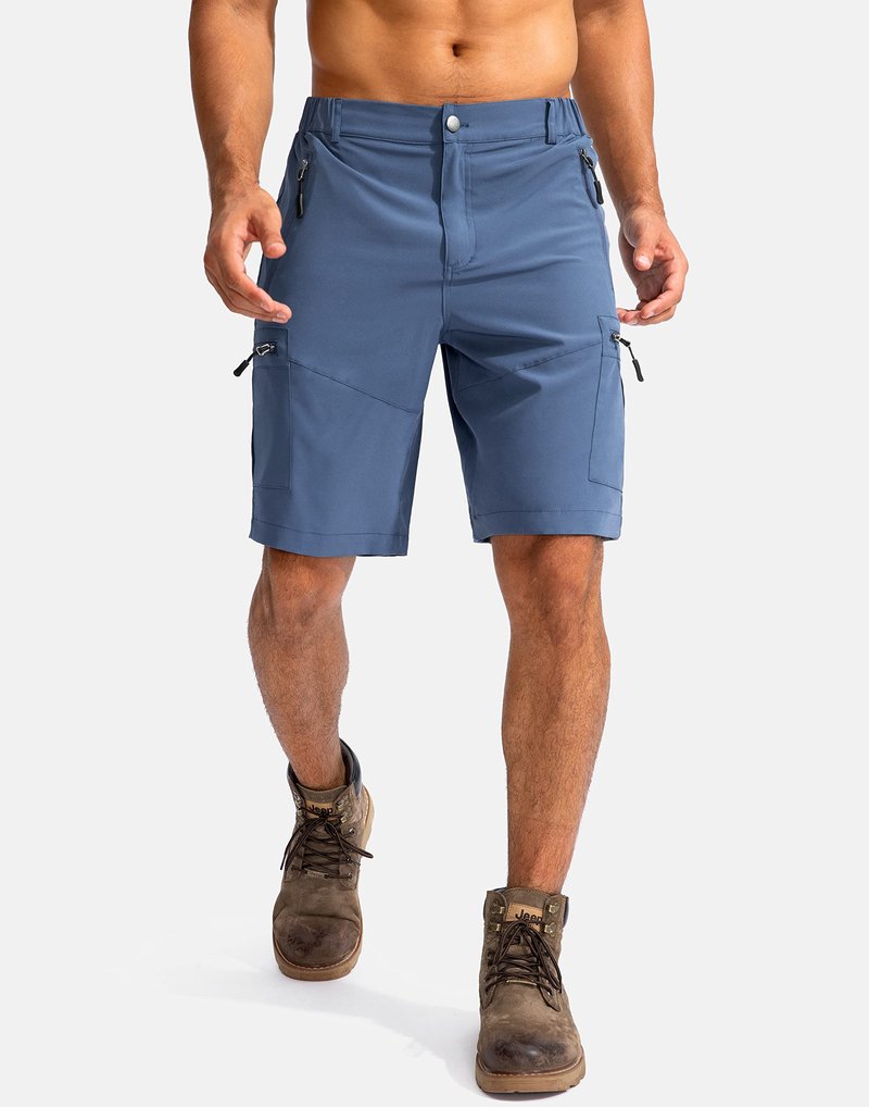 Pudolla Men's Hiking Cargo Shorts 9" Lightweight Outdoor Work Shorts for Men Travel Golf Camping Casual with 5 Zipper Pockets(Dark Navy 3X-Large)
