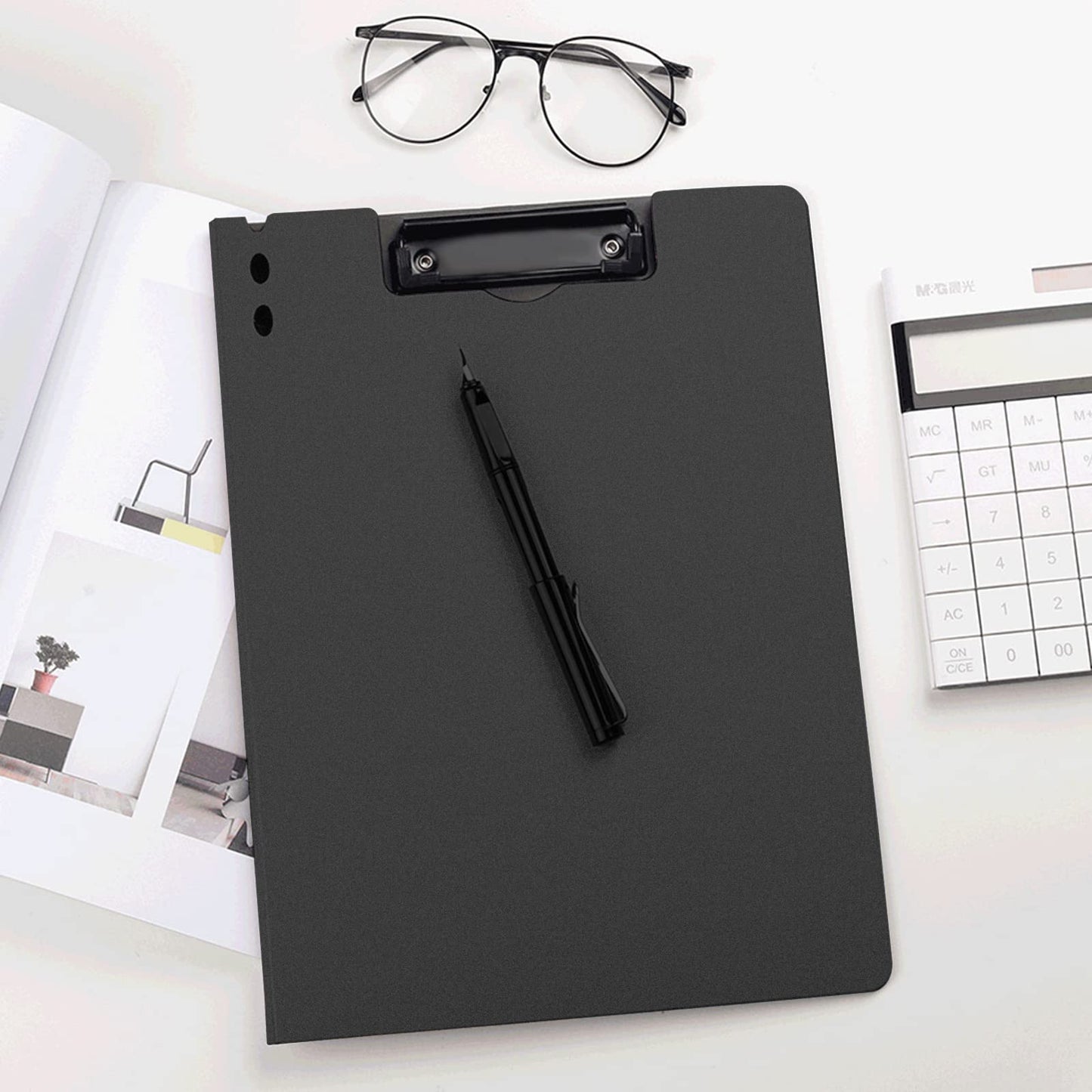 CATOOMUU A4 Foldable Clipboard with Binders 5 Pack, 360° Cover Flip Clipboard, Plastic Privacy File Folder with Storage for Nursing, Students, Office
