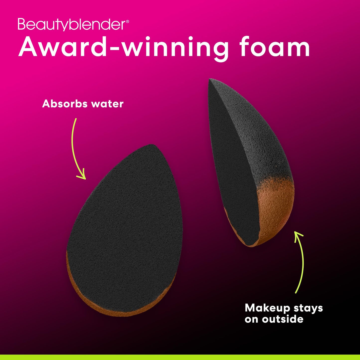 Beautyblender® | Original Pink Beauty Blender Makeup Sponge, Super-Soft Foam Easily Blends Foundations, Powders & Creams, Made in USA, Reusable, Washable, Streak Free Application, Vegan, Cruelty Free