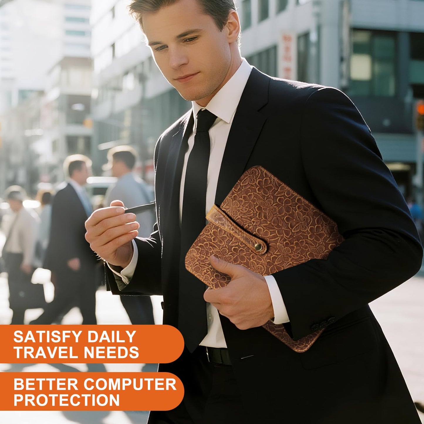 Thryxop Genuine Leather Tablet Sleeve for iPad Pro 11‘’/Air 10.9‘’/Magic Keyboard & Galaxy Tab S9/S9 FE | Slim Protective Case (Fits Devices up to 11") - Brown