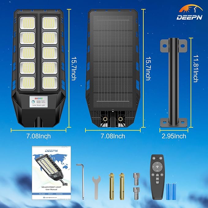 Solar Lights Outdoor, IP66 Waterproof Street Lights Outdoor, 6500K Dusk to Dawn Solar Security Flood Lights Motion Sensor with Remote Control for Yard, Entryway Garage, Porch 2 Pack