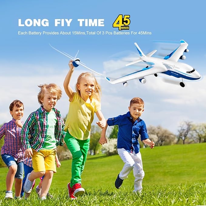 4DRC G2 Foam Remote Control Airplanes RC Planes for Kids Adults RC Airplane Fighter Jet with 3 Battery for Beginners Adult Light Airplane Toy Gifts for Kids Boys （3 Battery）