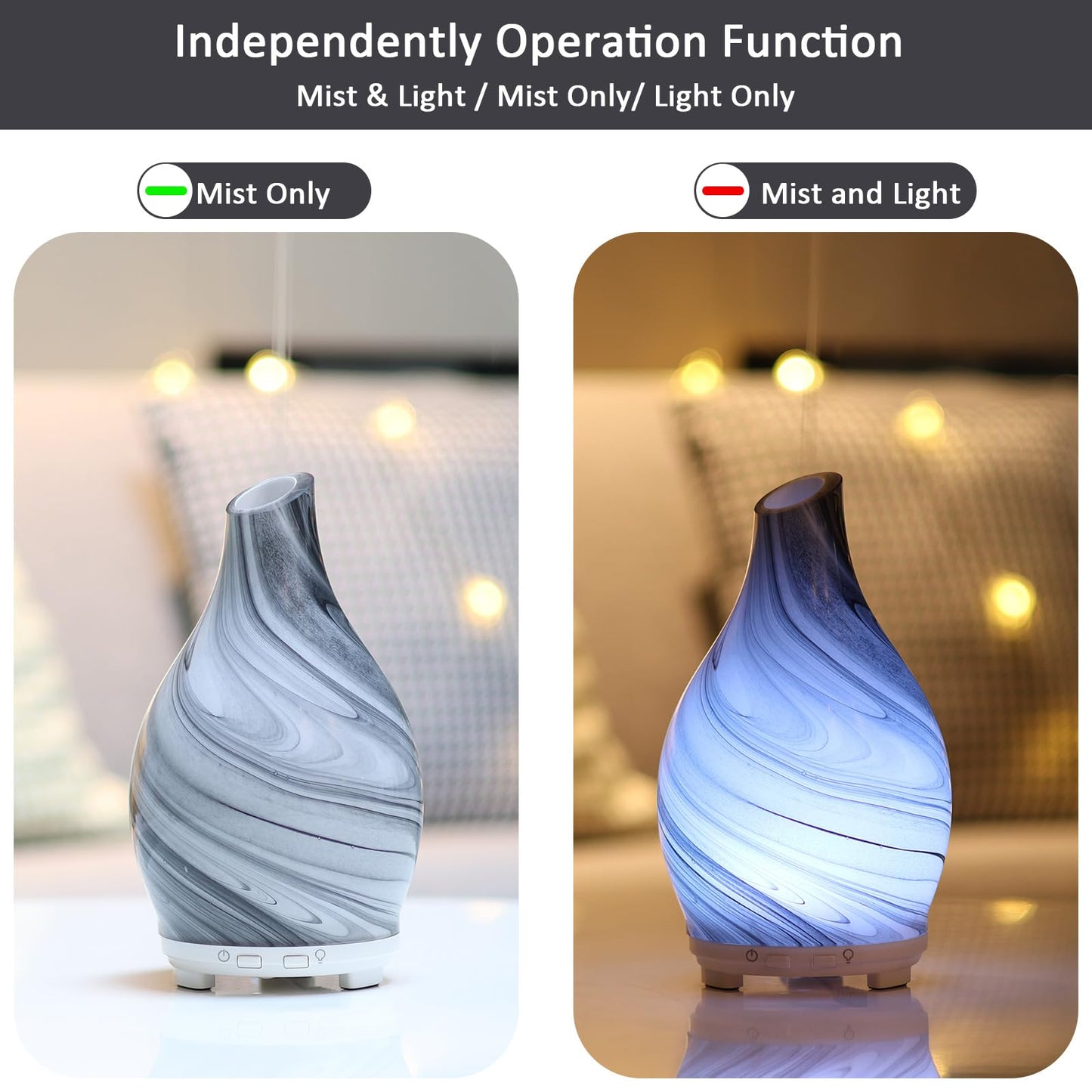 Essential Oil Diffuser 120ML Glass Ultrasonic Aromatherapy Oil Diffuser-Aroma Humidifier Glass Diffuser,7 Color Changing Light Waterless Auto-Off-Ultra-Quiet for Sleeping Yoga Home Office and Spa