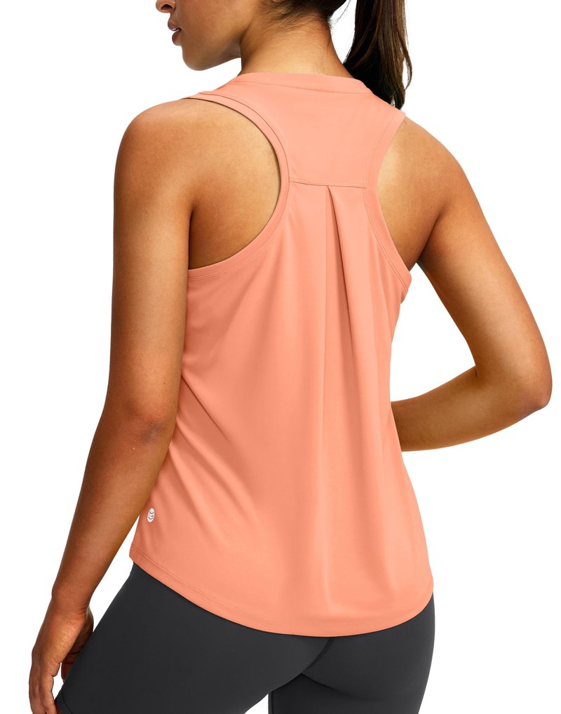 Women's Workout Tops Racerback Athletic Tank Tops Sleeveless Loose Fit Yoga Running Gym Shirts for Women(Coral,L)