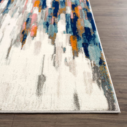 Abani Rugs Orange & Blue Contemporary Abstract Area Rug Contemporary Style, Porto Collection | Turkish Made Superior Comfort & Construction | Stain Shedding Resistant, 5'3" x 7'6" Rectangle