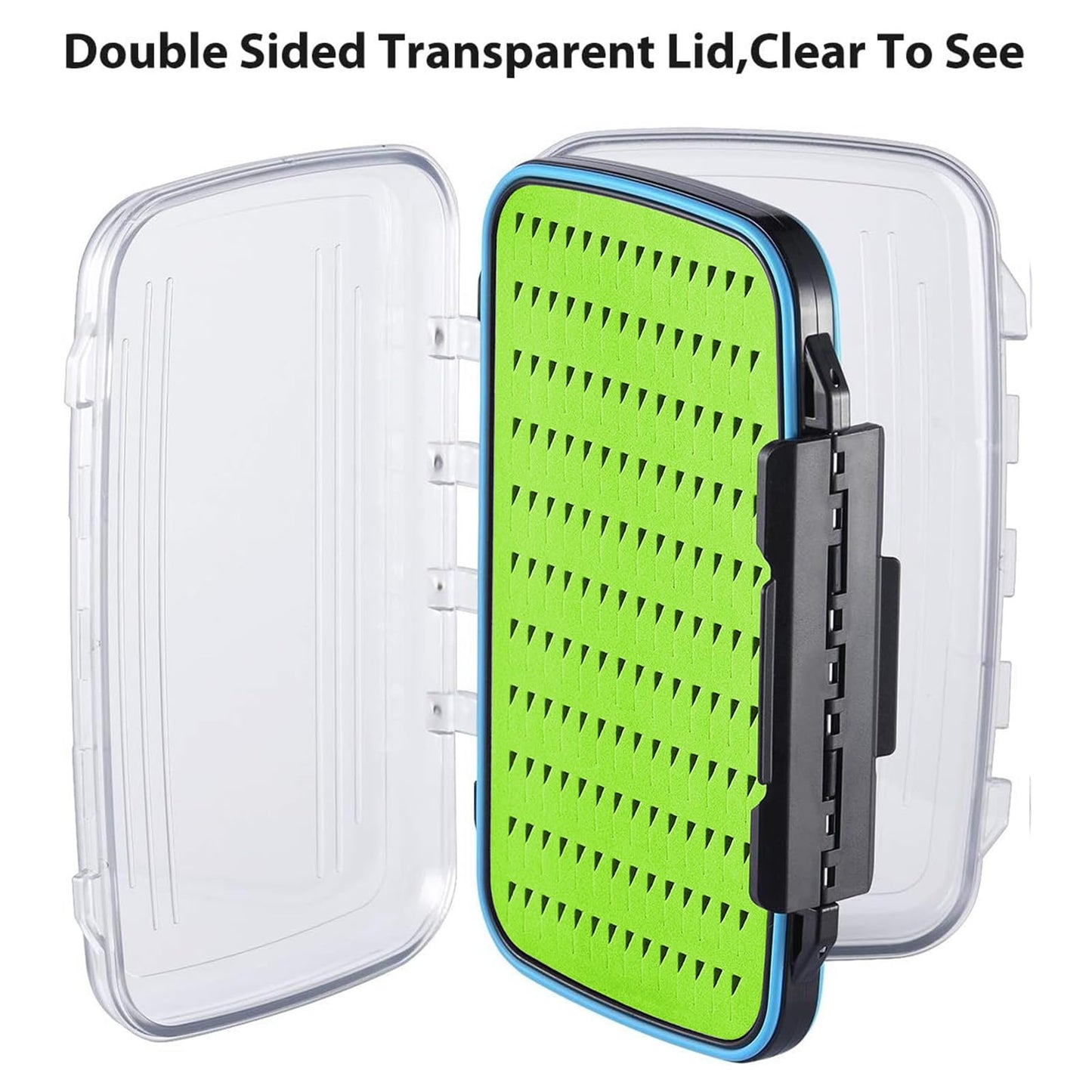 Gonex Fly Boxes for Fly Fishing Jig Boxes Two-Sided Waterproof Lightweight Fly Fishing Box Easy Grip Transparent Lid Fly Fishing Lures Box Sizes A+B+C, Green