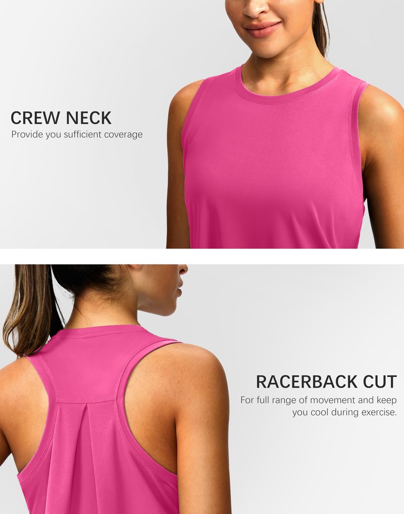 Women's Workout Tops Racerback Athletic Tank Tops Sleeveless Loose Fit Yoga Running Gym Shirts for Women(Magenta,XL)