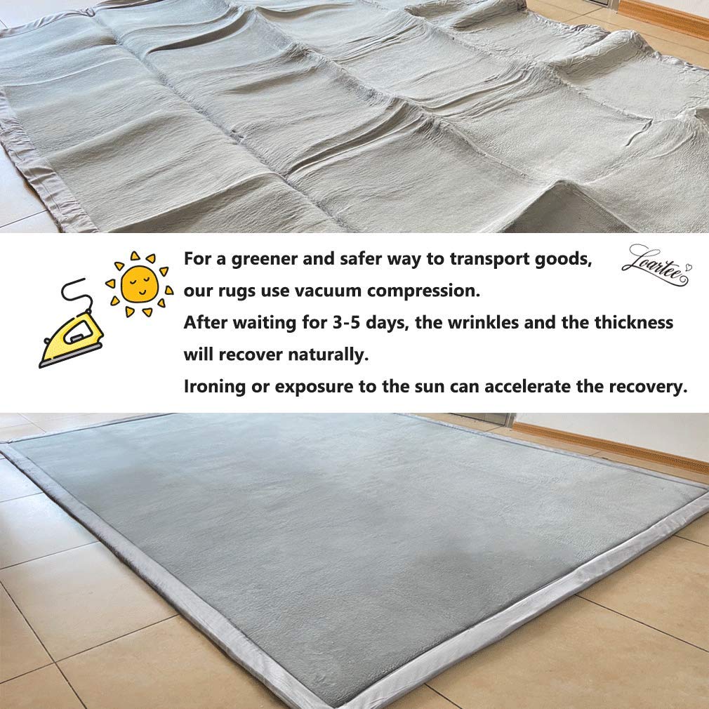 Loartee Thick Coral Velvet Rug - Area Rugs(6'7"x7'10", Gray) for Play Mat Yoga Mat Exercise Pads Carpet
