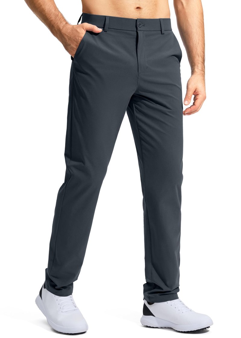 Pudolla Golf Pants for Men Stretch Dress Pants Mens Work Pants 32 Lightweight Quick Dry Casual Slacks Trousers with Pockets(Iron Grey 32Wx32L)