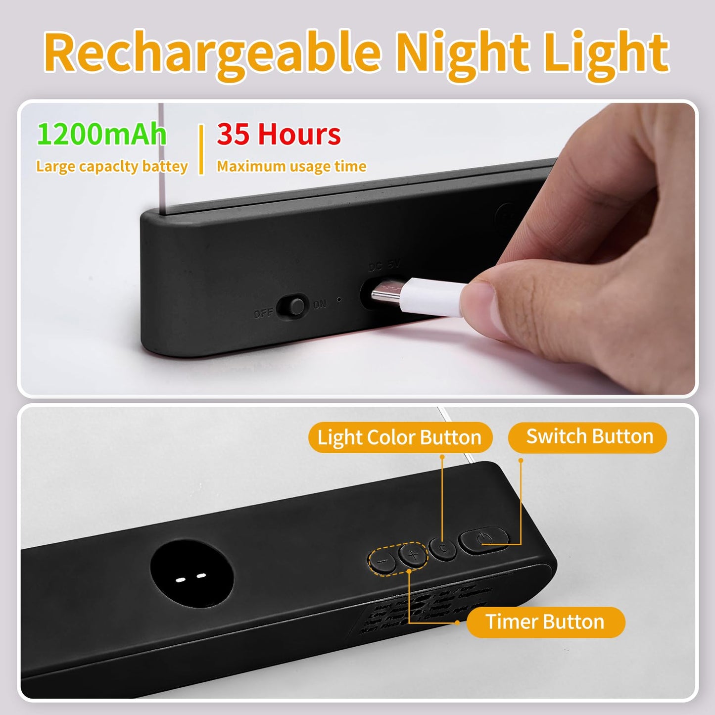Led Book Light and Night Light 2 in 1 - Book Light Page, 3 Color Temperatures & Stepless Dimming, USB Rechargeable Reading Light with Timer for Night Reading, Book Lovers Gifts