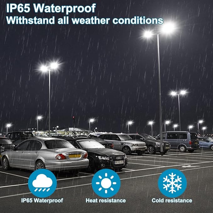 150W LED Flood Light with Dusk-to-Dawn Photocell, 130lm/W 5000K Daylight 100-277V IP65 Waterproof, 150W-100W-75W Adjustable, LED Parking Lot Light with Slip Fitter Mount, ETL