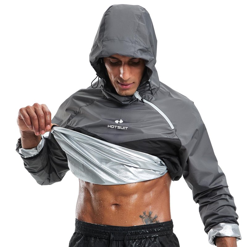 HOTSUIT Sauna Suit Men Weight Loss Gym Exercise Sweat Suits Workout Jacket, Gray, M