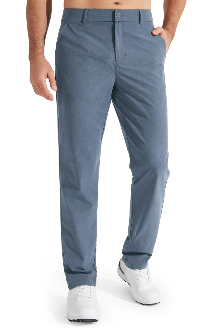Libin Men's Dress Pants 32" Comfy Business Casual Golf Pants Quick Dry Lightweight Clothing for Men Travel Vocation Work Trousers Water Resistant, Ice Blue, 33W x 32L