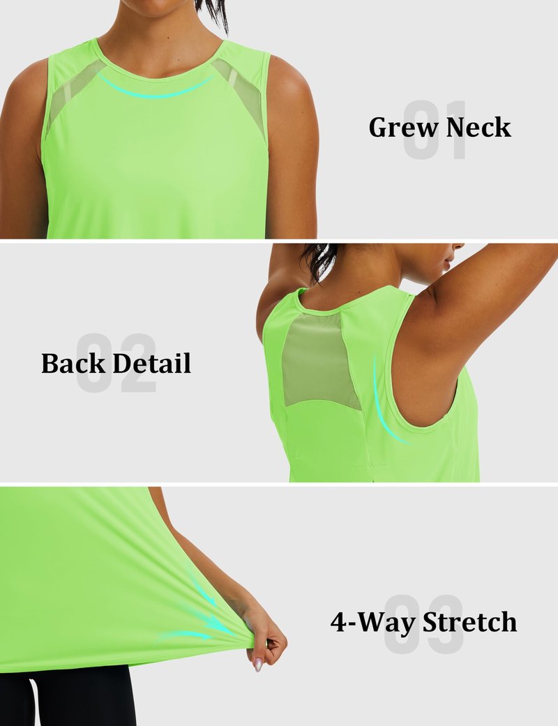 MAGCOMSEN Women's Workout Tops Athletic Sleeveless Tank Tops Lightweight Dry Fit Mesh Shirts Running Yoga Gym Tennis L