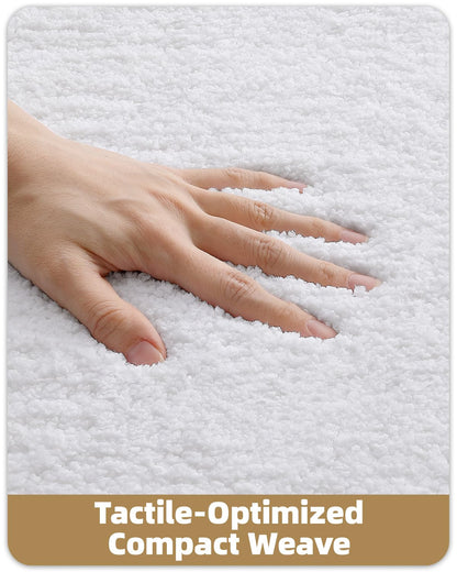 Color&Geometry Small Bath Mats for Bathroom, 16"x24" White Bathroom Rugs, Non Slip, Absorbent, Soft, Washable, Microfiber Bathmat Shower Mat Outside Shower