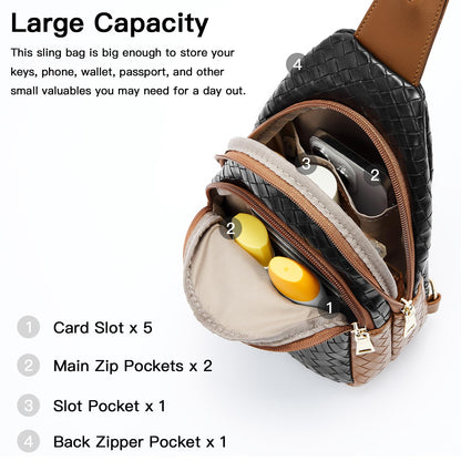 Telena Small Sling Bag for Women Leather Crossbody Fanny Packs Chest Bag for Women