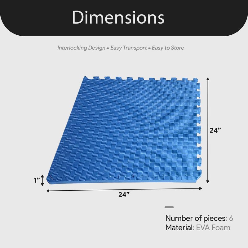 BalanceFrom 1" Extra Thick Puzzle Exercise Mat with EVA Foam Interlocking Tiles for MMA, Exercise, Gymnastics and Home Gym Protective Flooring (Blue)