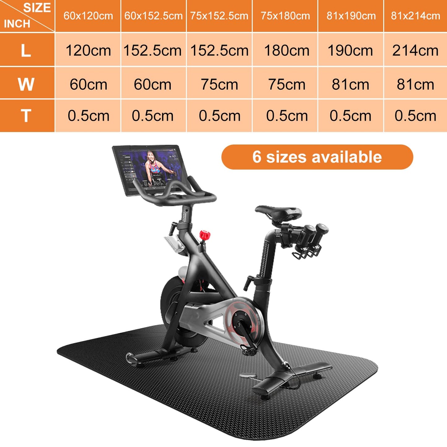 Bike Mat,Treadmill Mat,Compatible for Elliptical,Exercise Bikes, Stationary Cycles,Spin Bike,Under Exercise Bike Trainer Pad for Indoor Stationary Gym Fitness Equipment Hardwood Floor Protector (60" x 23.6")