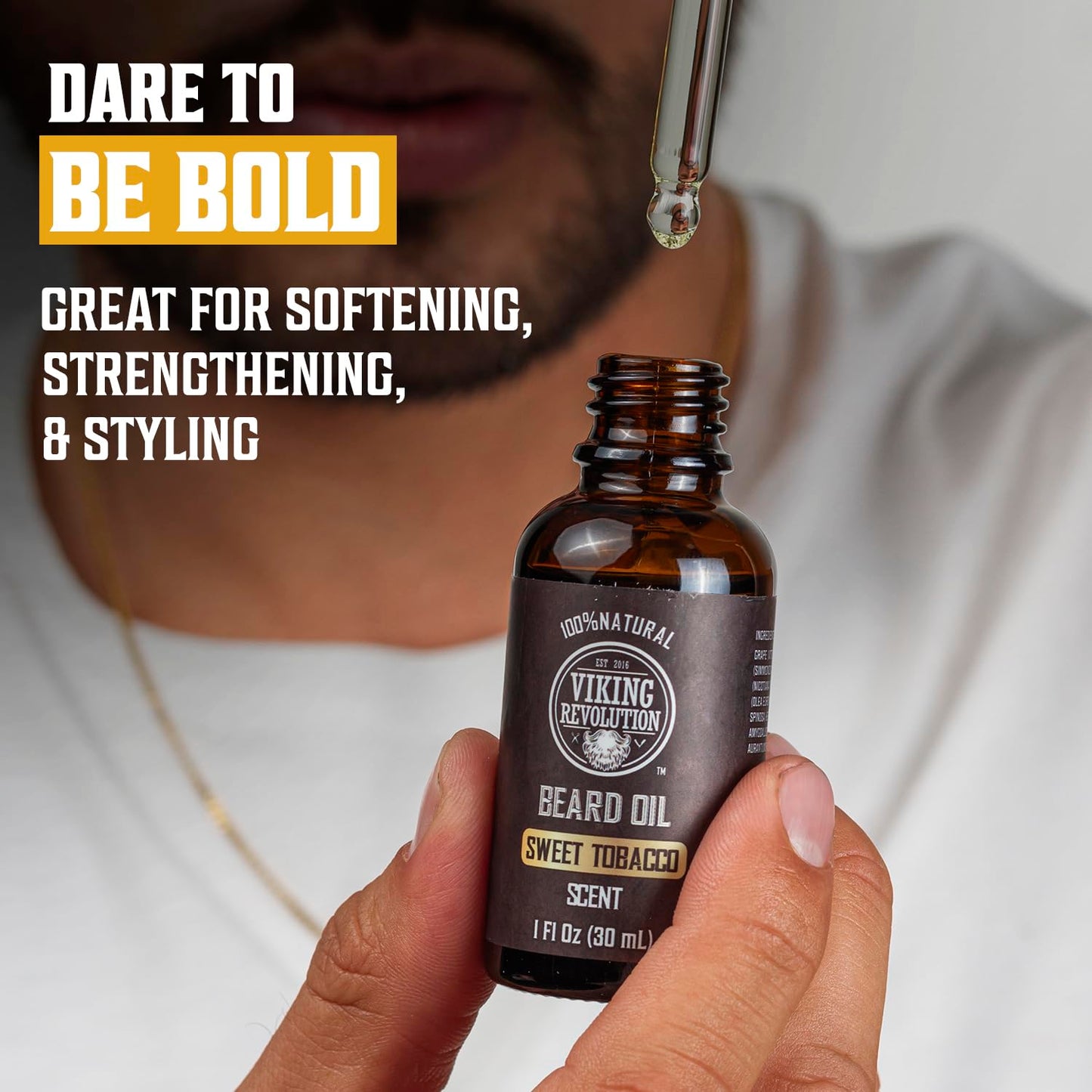 Viking Revolution Sandalwood Beard Oil for Men - Natural Mens Beard Oil with Argan Oil and Jojoba Oil - Beard Softener, Strengthens and Moisturizes - Beard Conditioner for Men (Sandalwood, 1 Pack)