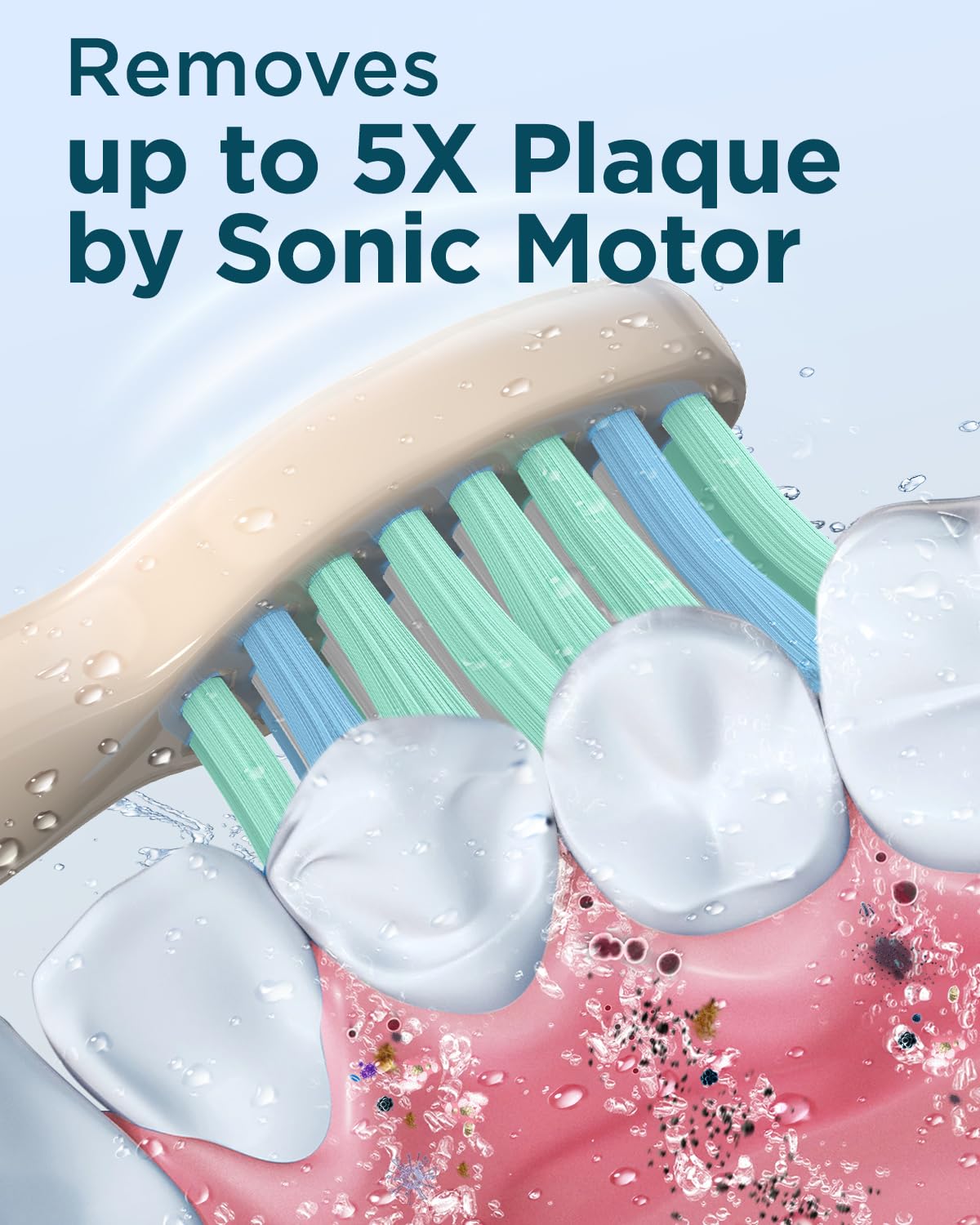 Rtauys M5 Sonic Electric Toothbrush for Adults and Kids - Rechargeable Electric Toothbrush Kids Ages 12+ and Adults with 8 Brush Heads & Travel Case, 120 Days Battery Life - Pink