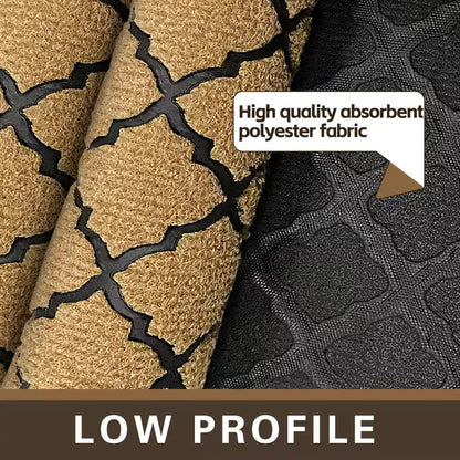 Qingbei Rina Outdoor Door Mat for Front Door- Dirt Trapping Welcome Door Mats - Non-Slip Outdoor Indoor Entrance - Low Profile Front Doormat (28" x 16", Bright Brown)