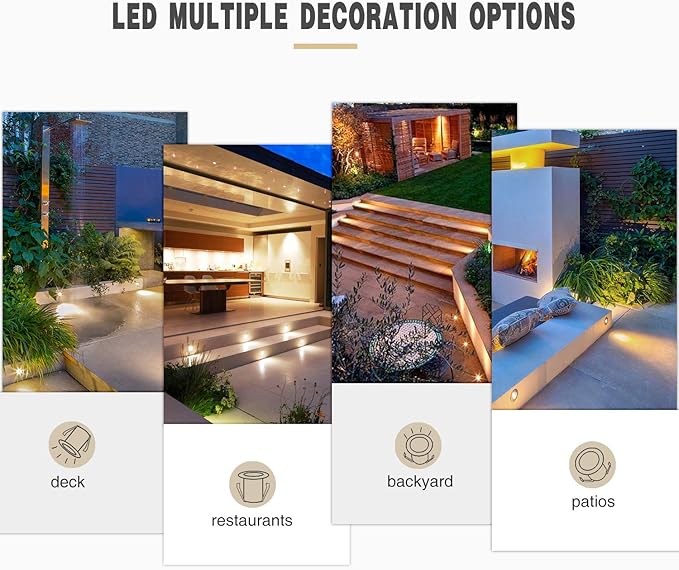 LED Recessed Deck Light Kits with Protecting Shell,LED Outdoor Landscape Lighting IP67 Waterproof,DC 12V Low Voltage Warm White for Garden,Yard,Stair,Patio,Kitchen Decoration In Ground(20 Pack)