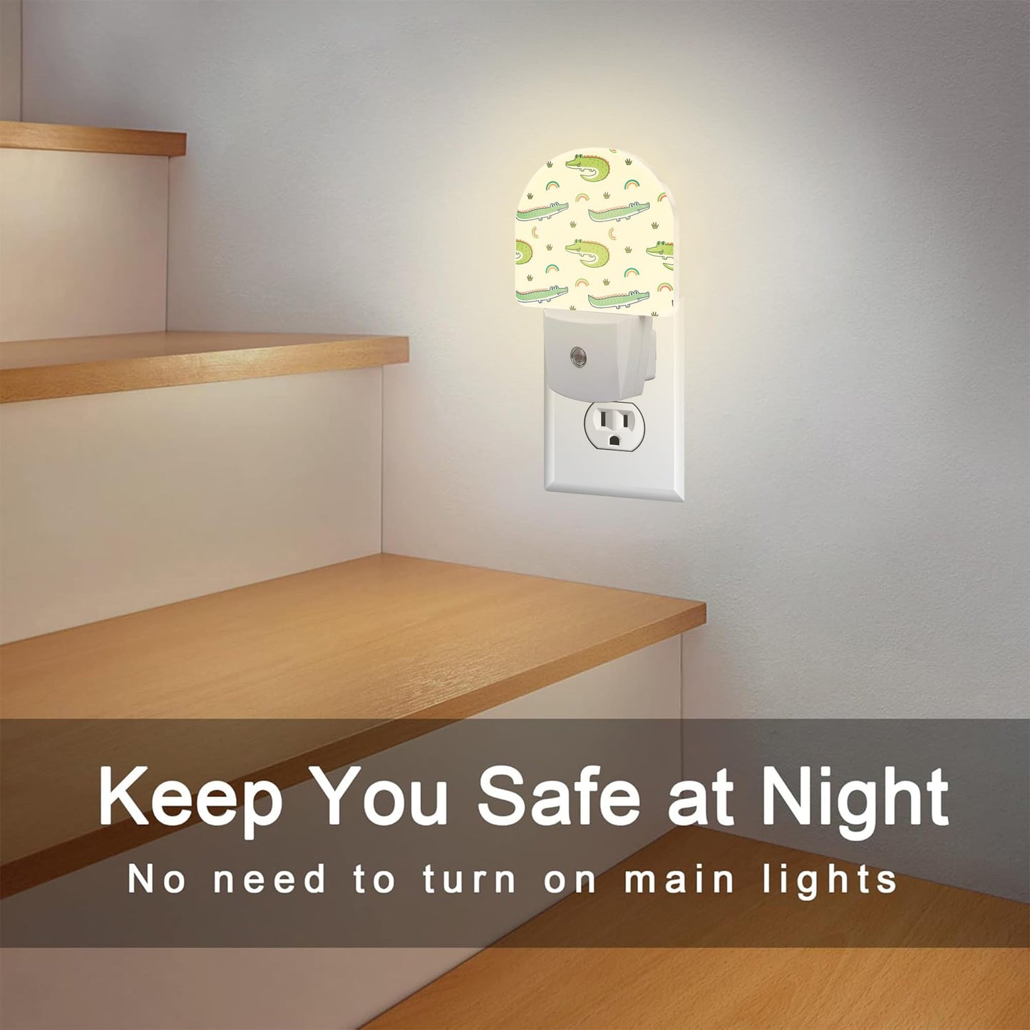 sndheke Cute Cartoon Crocodiles Night Light, Childish Crocodiles Dusk to Dawn Night Light Plug in,0.5w Energy Saving Sleep Friendly Nightlights for Kids Boys Girls Home Decor