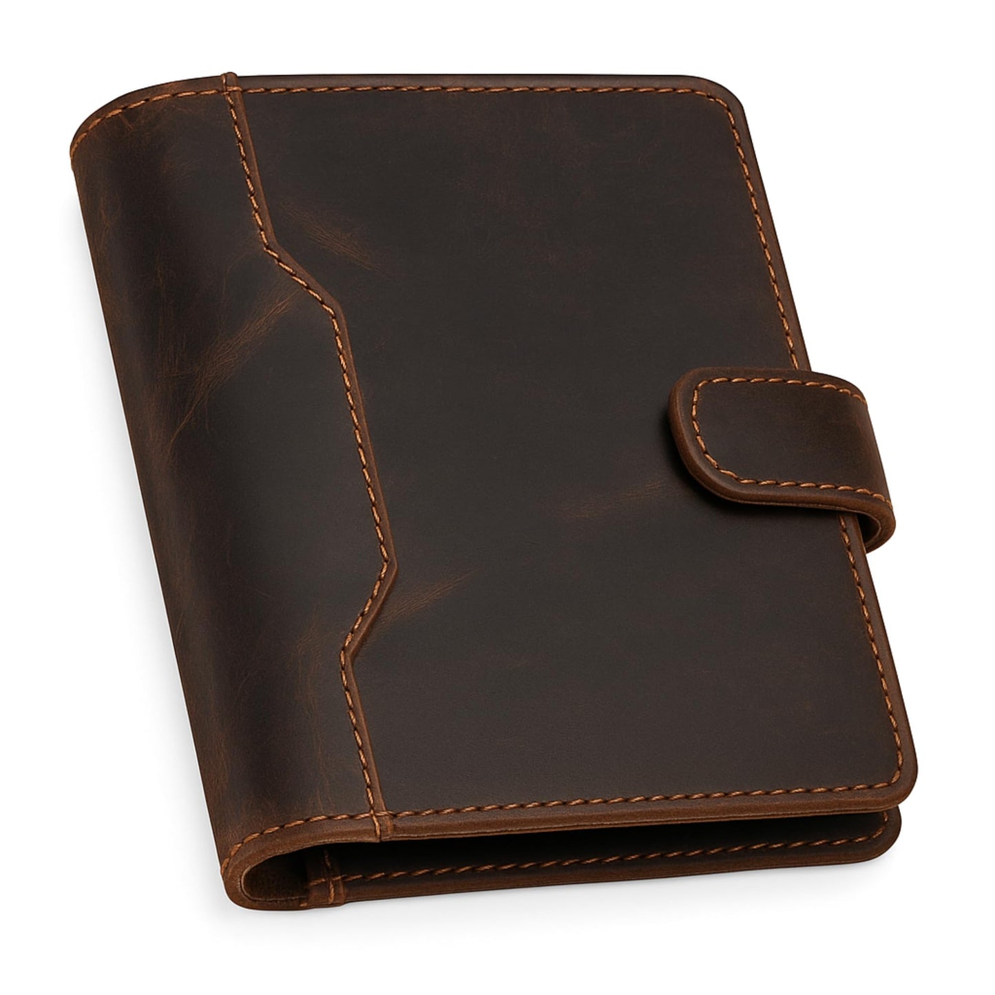 PavinCrafter Brown Leather Junior Padfolio 5x8, Small Bifold Business Portfolio Folder for Men & Women, Compact Legal Pad Holder with Pen Loop, Card Holder with Document Pocket, Interview Organizer