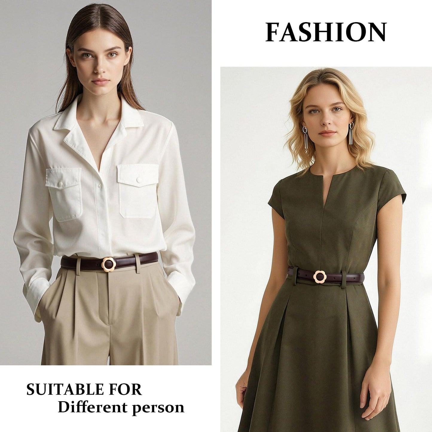 LEEXTON Women Leather Belts Jeans Pants Dresses Fashion Waist Belt for Ladies with Gold Buckle