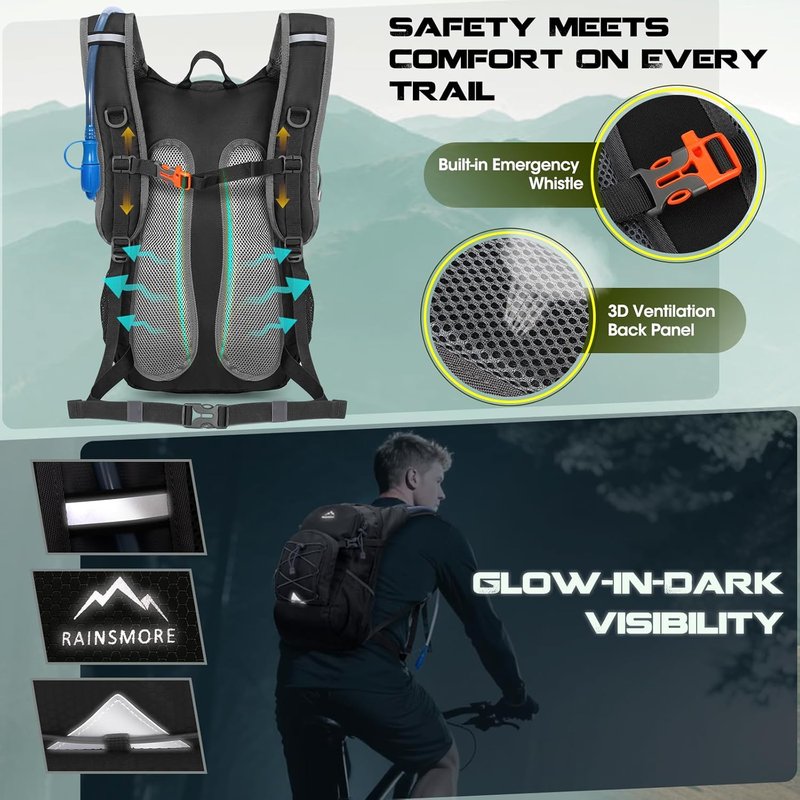 Hydration Backpack - 18L Lightweight Insulated Water Bladder Pack for Hiking, Running & Cycling