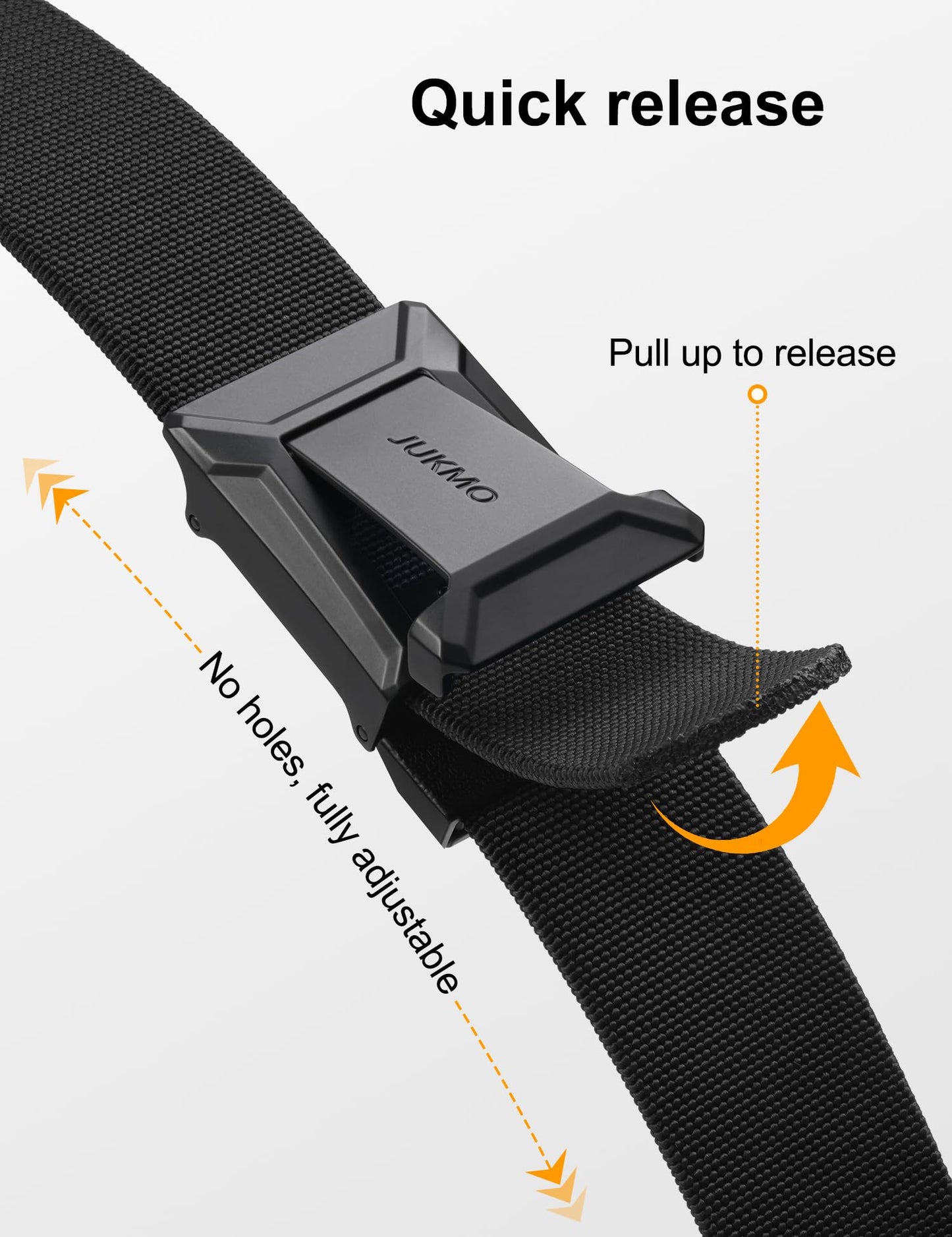 JUKMO Stretch Tactical Belt for Men, Military Work Rigger Hiking 1.5" Elastic Nylon Web Ratchet Quick Release Belt in Gift Box (Black, Small)