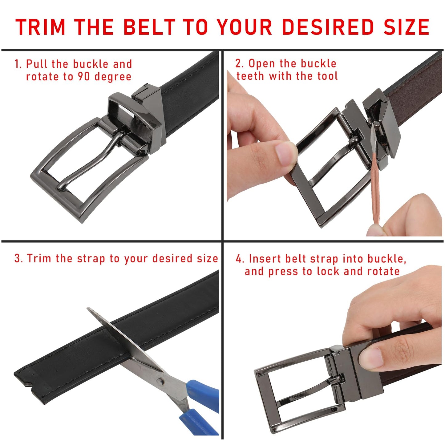 AWAYTR Reversible Leather Belt for Women - Two Color-in-One Belt for Jeans Dress Women Men Belt with Rotated Buckle(Coffee/Black with Gun Color Buckle 25in-31in)