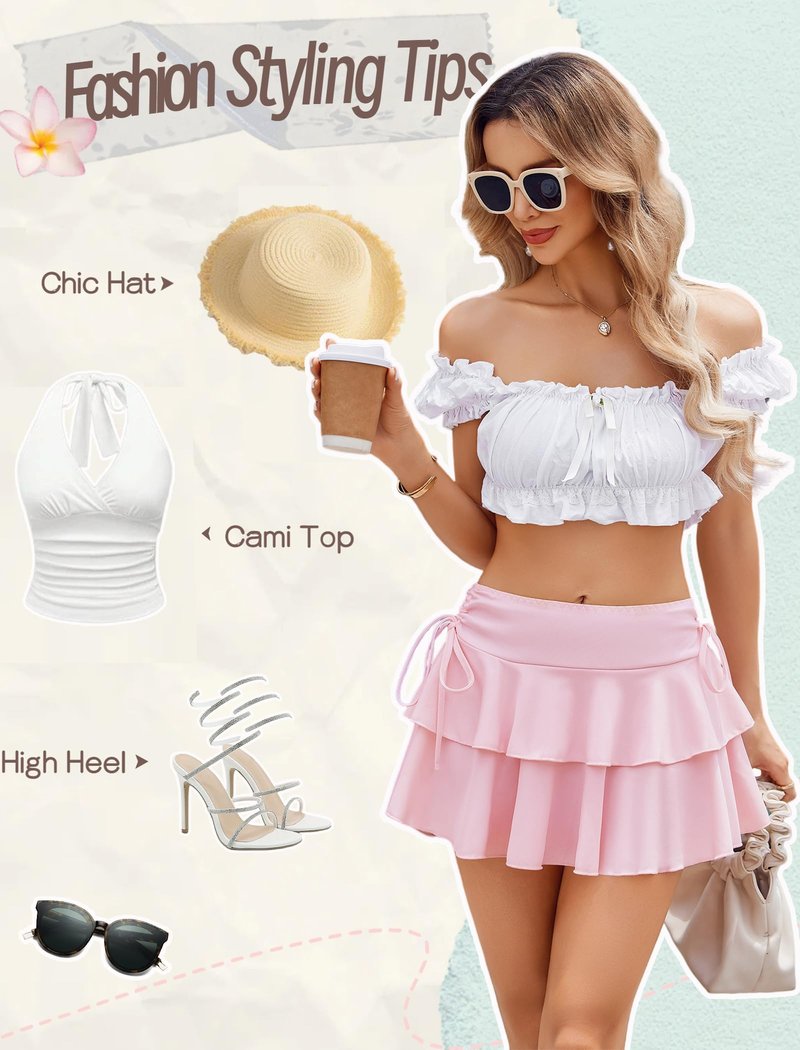 Avidlove Micro Skirts for Women Y2K Pleated Tennis Skirt Mini Ruffle Skirt Thanksgiving Skirts Outfit Pink M