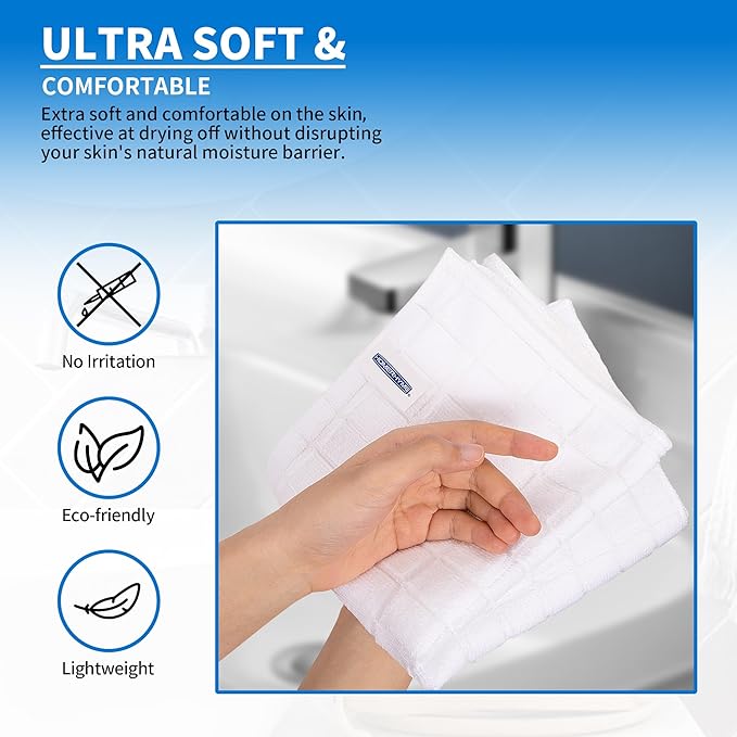 HOMERHYME White Hand Towels, 6 Pack 25''*15'' Microfiber Hand Towels