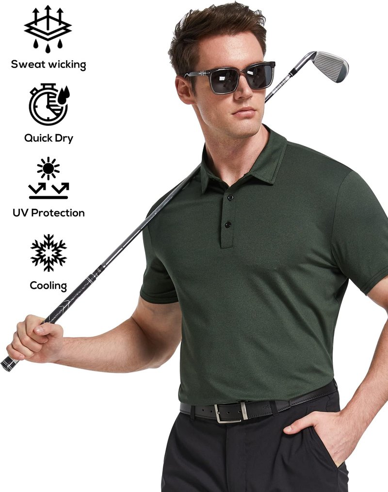 TELALEO 5 Pack Mens Polo Shirts Quick Dry Short Sleeve Golf T Shirt Performance Moisture Wicking Casual Workout SetB XL