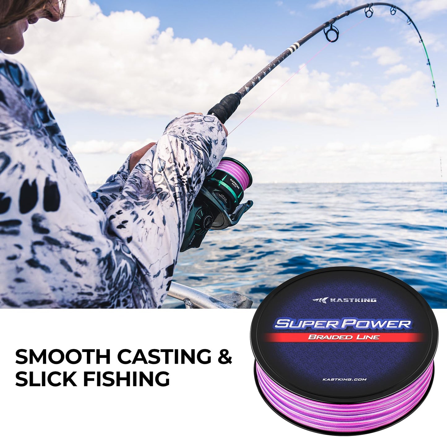 KastKing Superpower Braided Fishing Line, Black, 50LB, 300+27 Yds