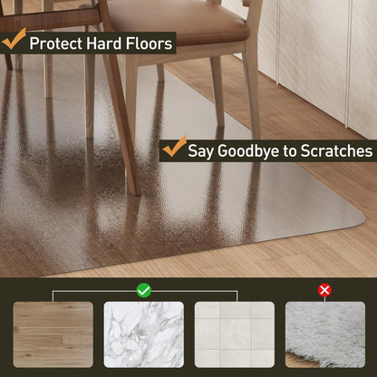 5'×7' Large Vinyl Area Mat for Floor, Translucent Black Scratch Resistant Floor Protector for Under Dining Table, No Spill Durable PVC Area Rug for Garage, Bedroom, Lvinig Room