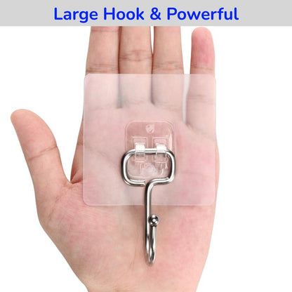 SZNKB Large Adhesive Hooks, 12-Pack Sticky Hangers for Hanging Heavy Duty, Transparent Waterproof Oil-Proof and Rustproof, Towel and Coats Hooks for Bathroom,Kitchen Home and Office