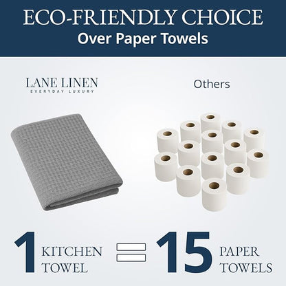 LANE LINEN Kitchen Towels & Dishcloths Set of 12-100% Cotton, Quick-Drying 18”