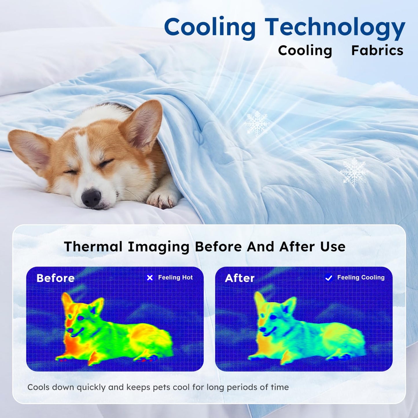 ZOMISIA Cooling Blanket for Large Dogs - Washable Dog Cooling Mat for Hot Weather, Travel Soft Pet Summer Essentials, Grey, 40"x50"