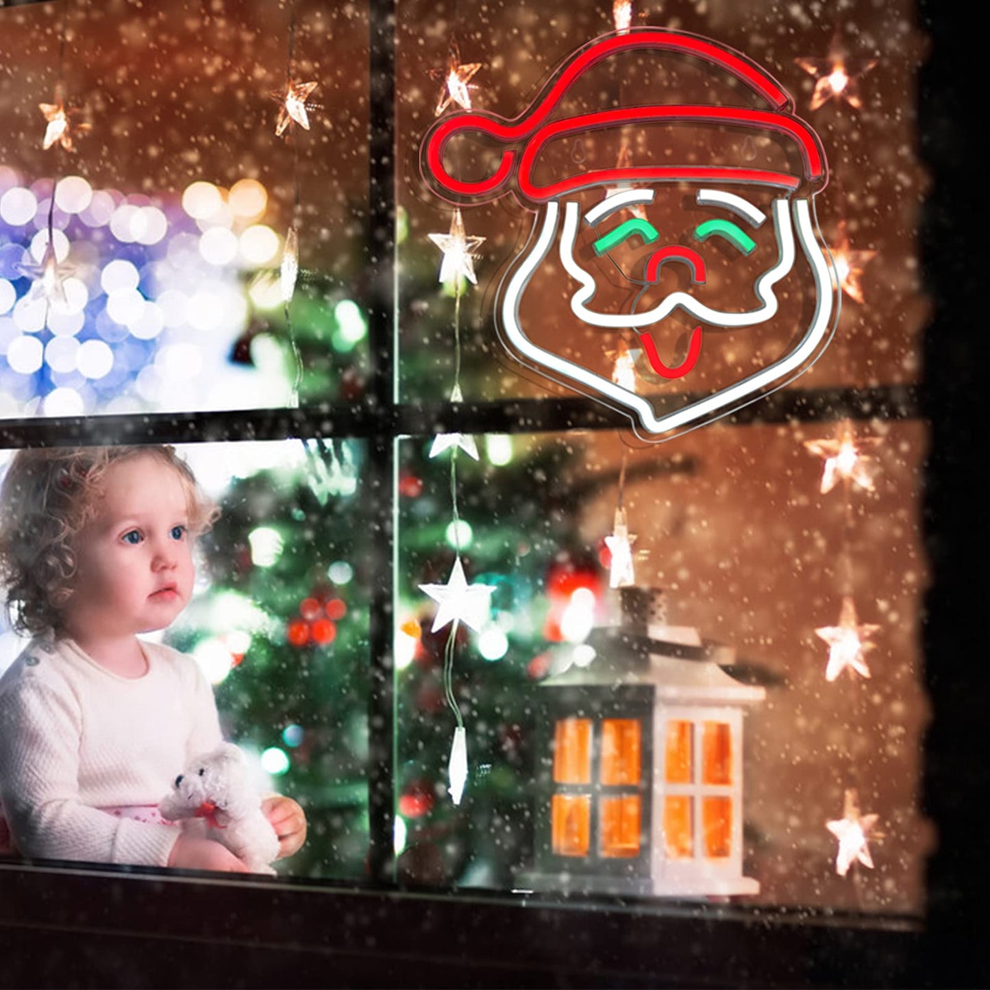 Santa Claus Neon Sign, Christmas LED Neon Signs for Wall Decor,Christmas Acrylic Neon Light Signs with USB/Swicth for Bedroom Teen Girl Kid Party