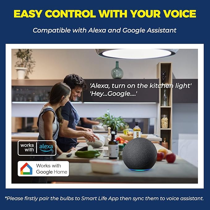 Lightinginside Smart Light Bulbs 100W Equivalent, Works with Alexa/Google Home/Smart Life, 1350LM 11W RGBCW Color Changing LED Light Bulbs, 2.4G WiFi Bluetooth Bulb, No Hub Required, ETL Listed, 2PCS