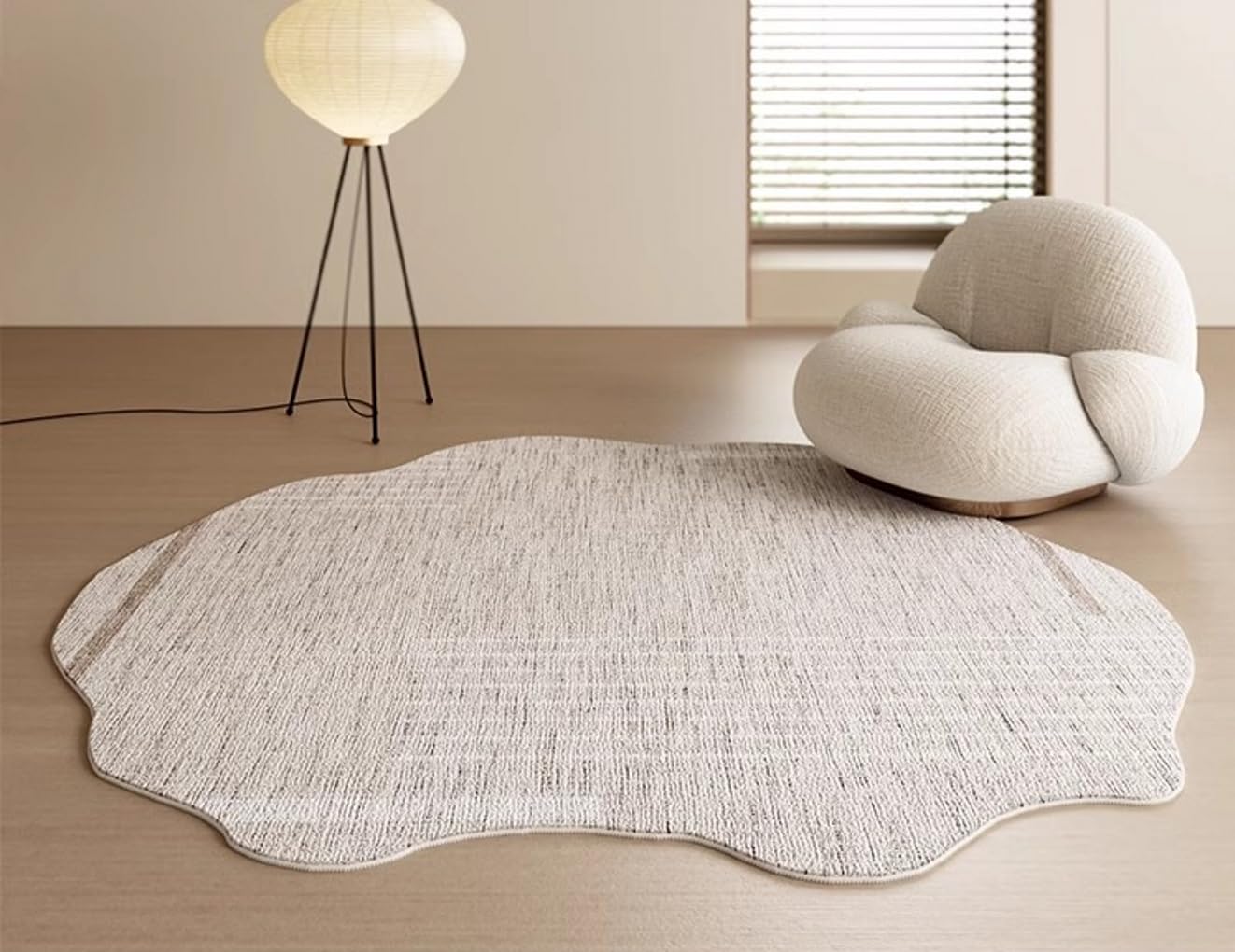 Beige Abstract Shaped Rug 3x5 Irregular Shaped Area Rug Grey Texture Design Rug for Bedroom Livingroom Guestroom Modern Minimalist Art Decor Floor Rug Funky Home Office Meetingroom Floor Carpet