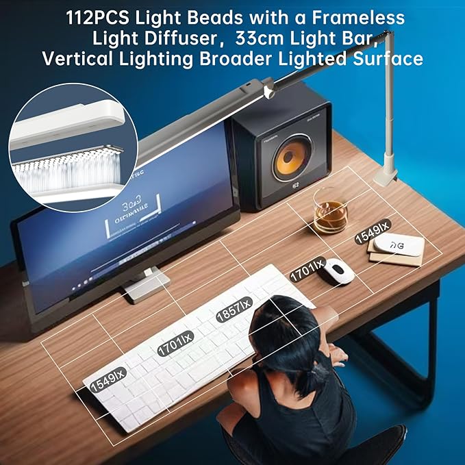 Rechargeable Overhead Video Conference Light for Desk with 3 Models 5 Brightness Levels,Built-in 3600mAh Battery Can be Used for Tiktok,Video Recording,Zoom Meeting,YouTube and Live Broadcast