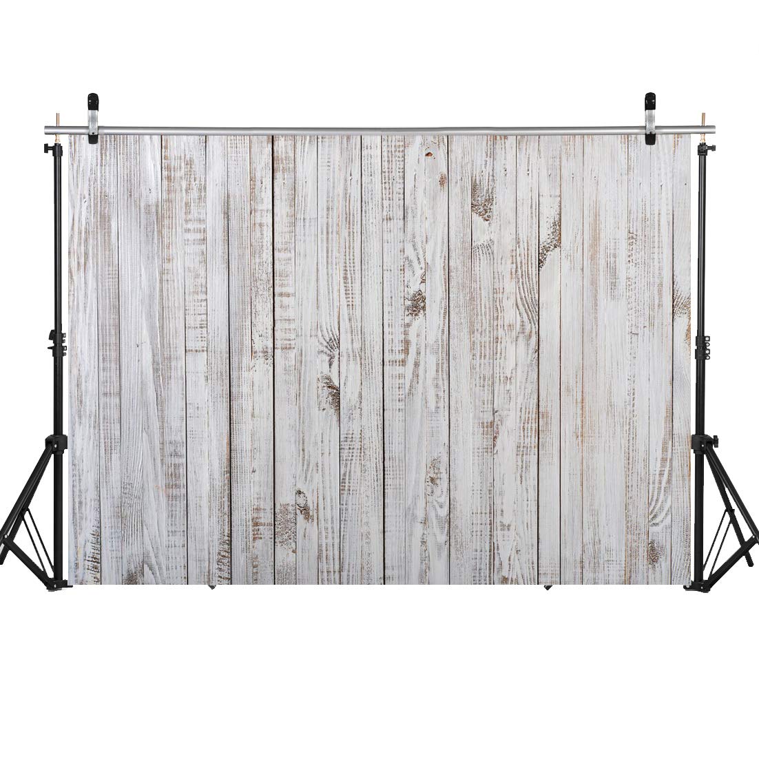 WOLADA 7x5FT Vintage Wood Backdrop Retro Rustic White Gray Wooden Floor Backdrops for Photography Kids Adult Photo Booth Video Shoot Vinyl Studio Prop 11890