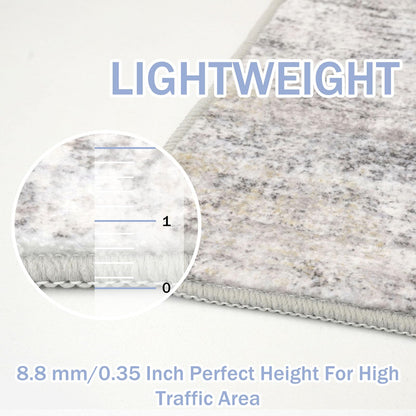 IOHOUZE Abstract Area Rug 3x5 Ft Washable Rugs for Entryway Indoor, Non Slip Kitchen Rug Printed Faux Wool Throw Rugs, Indoor Door Mat for Door Entrance Foyer Living Room, Grey Beige